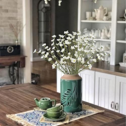 CITYES 10 Pcs Artificial Wildflowers with Stems Bulk Silk Spring Flowers 21 Inch Fake Forsythia Branches White Faux Wildflowers Floral Arrangements for Home Decor Indoor Outdoor Wedding Centerpieces - color: White