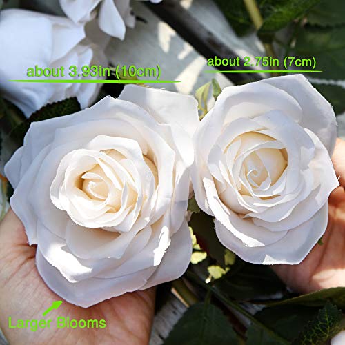 FiveSeasonStuff Floral White Artificial Silk Roses Flower Garland, Bendable Hanging Vine (2pcs, 11ft) - color: Floral White