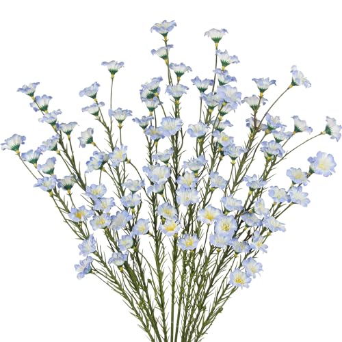CITYES 10 Pcs Artificial Wildflowers with Stems Bulk Silk Spring Flowers 21 Inch Fake Forsythia Branches Blue Faux Wildflowers Floral Arrangements for Home Decor Indoor Outdoor Wedding Centerpieces - color: Blue