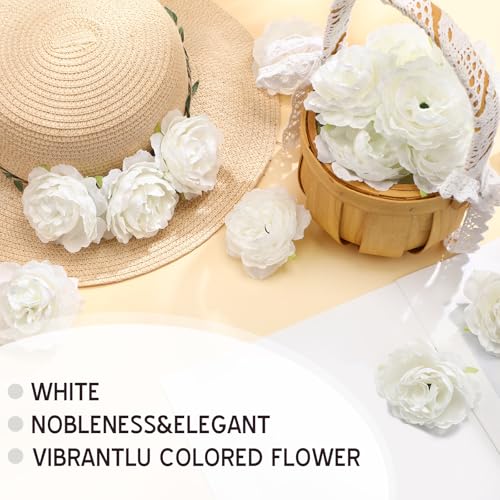 Thiccywoov 50 Pcs Artificial Flowers, 3.2 Inches Silk Rose Head Flowers Fake No Stem for Wedding Bridal Bouquet Home Floral Decor DIY Centerpieces Arrangements Party Tables Decoration(White) - color: White