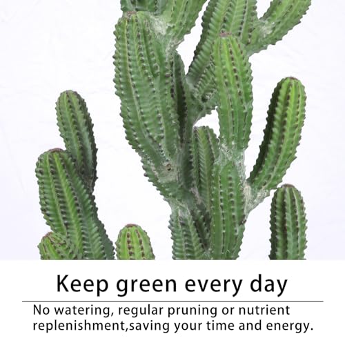 Artificial Cactus Plant 32 Inch Faux Desert Cacti Fake Cactus Potted Plant with Black Planter for Home Garden Office Indoor Outdoor Decoration