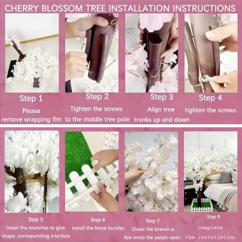 Japanese Artificial Cherry Tree Artificial Cherry Blossom Trees Fake Cherry Blossom Tree Indoor Outdoor Home Office Party Wedding Hotel,White,H9.2*L8.2ft - color: White, size: H9.8*L8.2ft