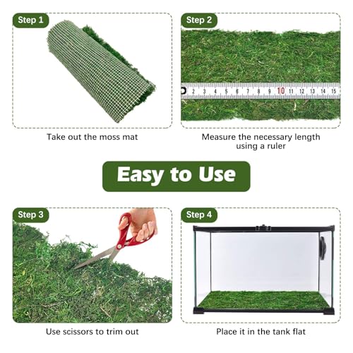 Reptile Carpet Cuttable Terrarium Mat Artificial Moss Reptile Liner Green Substrate Flooring Bearded Dragon Tank Accessories for Leopard Gecko Lizard Snake Tortoise (11.81" x 47.24") - size: 12" x 48"