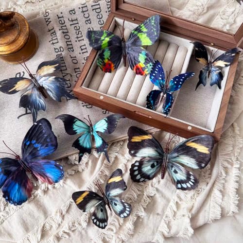 Artificial Butterfly, 3D Artificial Butterfly Clips,Silk Floral Butterflies, Suitable for Home Decoration, Flower Arrangement and Foil the Festive Atmosphere (8 Pcs) - color: Gray-8 Pcs