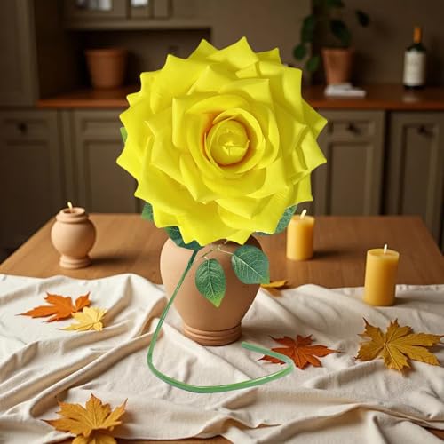 1 PCS 42-inch Giant Rose Large Decorative Flower, Wedding Window Display Background Decoration Rose, Valentine's Day (Yellow) - color: 08 Rose