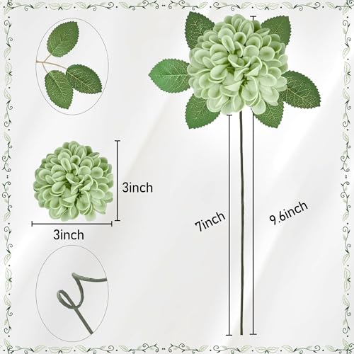 Artificial Flowers, 50pcs Realistic Artificial Rose for DIY Wedding Bouquets Centerpieces Arrangements, Emerald Green Shades Dahlia Flowers with Stem for Bridal Shower - color: Emerald Green Shades Dahlia, size: 50pcs