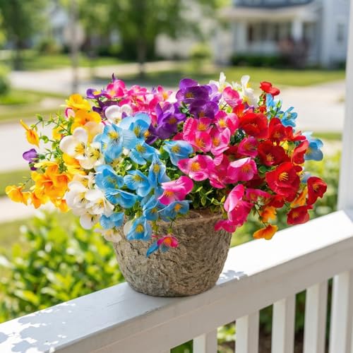 trytuny Artificial Flowers for Outdoor, Realistic Faux Plants for Outside Indoor Porch Patio Window Box Planter Home Decor (12Pcs Mixed Color) - size: 12Pcs Mixed Color