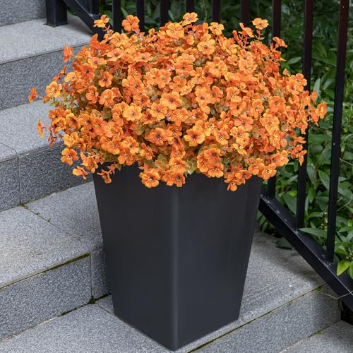 Lnoicy 20 Bundles Artificial Fall Mums,Faux Plants for Decoration,Plastic Flowers for Indoor Garden/Wedding/Farmhouse (Fall Orange) - color: Fall Orange
