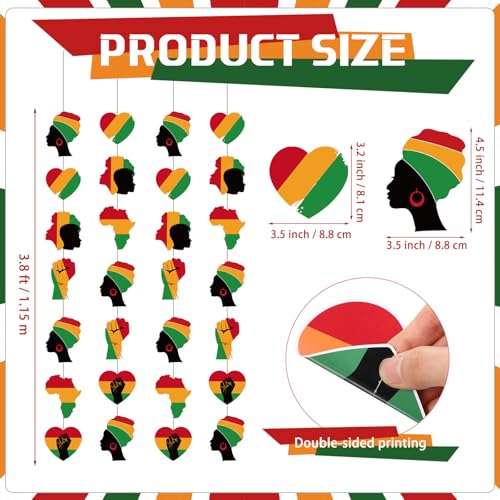 Spakon 8 Pcs Juneteenth Garlands Decoration Juneteenth Day Hanging Banner African American Red Yellow Black and Green Paper Cutouts for 1865 Freedom Day June 19th Holiday Party Supplies - color: Black History Month