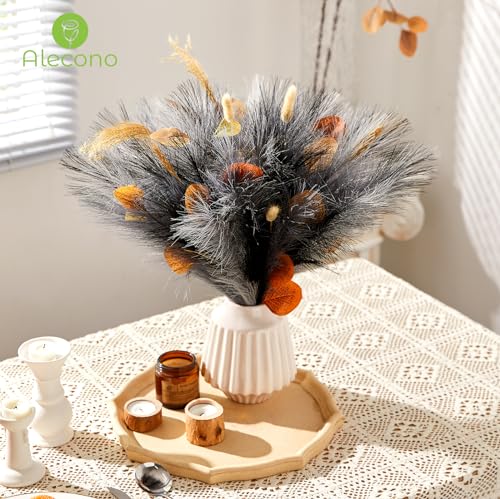 Alecono Pampas Grass 17.7in 𝟯𝟬𝙋𝙘𝙨 , Black Pampas Grass Decor for Home Decoration, Faux Pampas Grass Wall Decor for Wedding Centerpieces Party Decorations (Black, Grey) - color: Black/Light Grey/Dark Grey, size: 30pcs