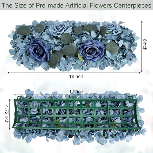 Pack of 6 Artificial Flower Wedding Arch Decorations, 18 inch Floral Centerpieces for Party Bridal Shower Event Table Wall Arrangement - Dusty Blue - color: Dusty Blue, size: Pack of 6 Flower Arrangements
