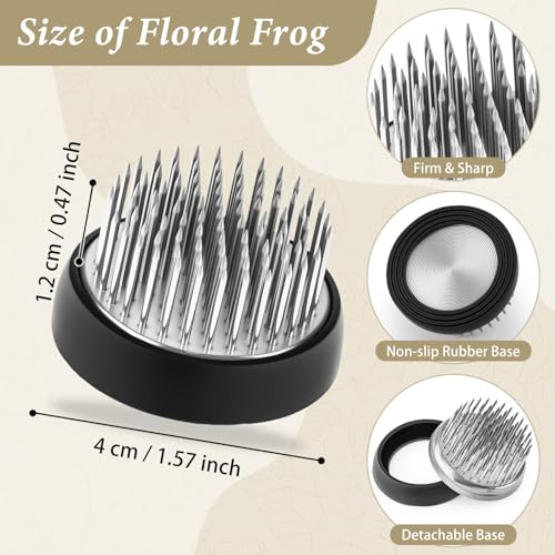 Flower Frog Vase Kit Ikebana Vase with 1.57 Inch Kenzan Japanese White Ceramic Bowl Flower Stem Holder Summer Activity Wedding Art Supplies Craft Centerpieces