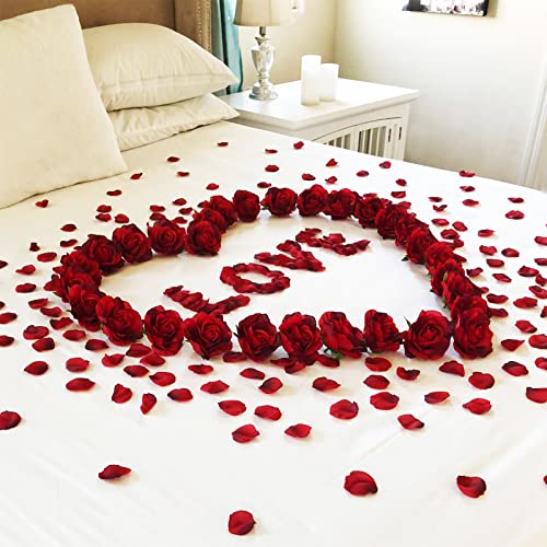 Ouddy Decor 5000 Pcs Rose Petals Artificial Flower for Valentine's Wedding Decor Romantic Night Event Anniversary Shower Engagement Party Home Mothers Day Decorations, Deep Red - color: Deep Red