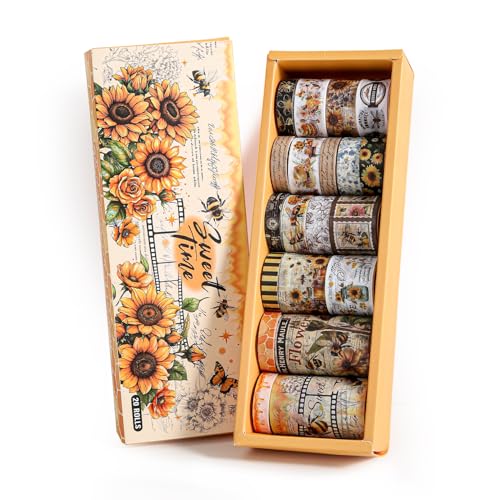 Washi Tape Set 20 Rolls - Vintage Bee Floral Butterfly Botanical Washi Tape Kit, Cute Retro Decorative Tapes for Scrapbooking Supplies,Junk Journal, Bullet Journaling, DIY Art Crafts, Gift Wrapping - style: Sweet Time