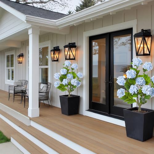 Daifunli 2 Pack 36″ Artificial Hydrangea Trees Real to Touch Faux Hydrangea Bushes Plants with Stakes for Wedding Spring Home Office Living Room Housewarming Gift(Blue) - color: Blue