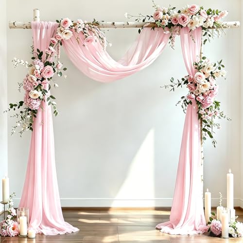 DeZerlor Wedding Arch Draping Fabric 29" x 20 FT Drapes for Backdrop Sheer Curtains for Romantic Bridal Baby Shower Decorations Ceremony Birthday Party Outdoor Events, Blush - color: Blushing Pink