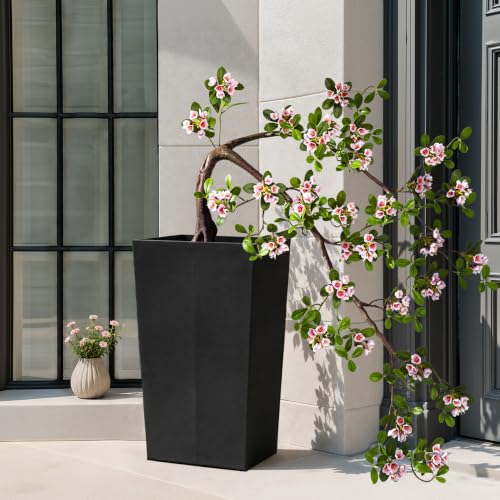 Large Artificial Bonsai Tree Artificial Flowering Tree Indoor Faux Decorative Plant for Living Room Home Office Décor Lifelike Branching & Natural Leaf Color Tree Madagascar Almond Style (Pink) - color: Pink
