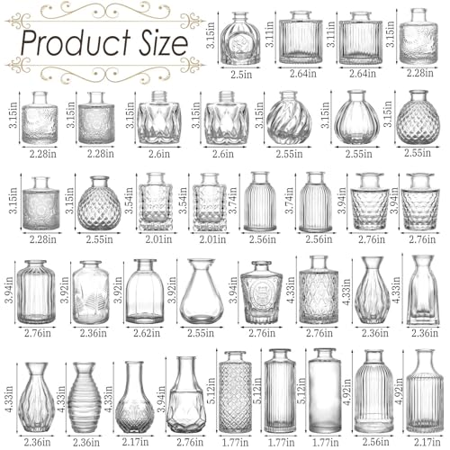 UPBUD Clear Glass Bud Vases Set of 36, Mini Flower Vase for Centerpieces, Small Clear Bud Vases in Bulk for Wedding Decorations, Vintage Vase for Table, Recepetion, Home Décor - color: Standard-clear, size: 36pcs