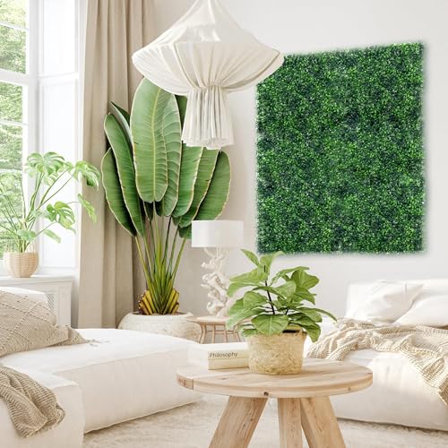 24Pcs 10” x 10” Grass Wall Panels, Artificial Greenery Backdrop Boxwood Panels with 50 Zip Ties, Anti-UV Fake Grass Decor for Indoor Outdoor Privacy Wall Garden Party (Green 24p) - color: Green 24p