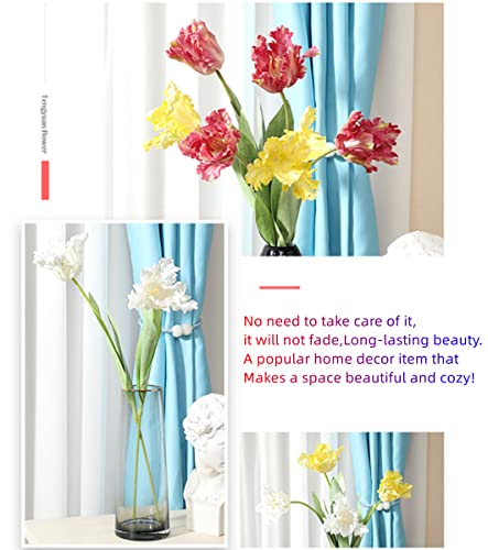 XZJMY Artificial Tulip Flowers,27.2in Fake Flowers Artificial Flowers Parrot Tulips Long Stem Faux Plants Branch Greenery Vase Filler for Home Office Decor (2PCS,Pink)