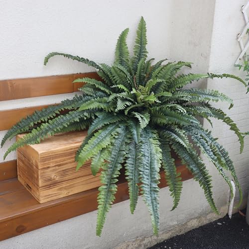 Fake Ferns Artificial Plants Large, 68" Artificial Ferns for Outdoors & Indoors, UV Resistant Faux Fern with Long Leaves Suitable for Planter Hanging Porch Home Garden Patio Greenery Decor (1 Stem) - color: Dark Green, size: 68inch