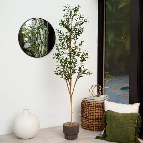 Artificial Potted Olive Tree - 6' - Green - size: 6ft