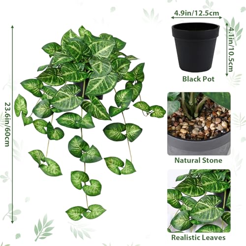 TOCHGREEN Artificial Plants Fake Pothos Ivy Plant Silk Plant for Home Decor Indoor in Pot,Faux Hanging Plant Realistic Small Faux Potted Plant for Bedroom Shelf Indoor Outdoor Decor (Golden Green) - color: Golden Green