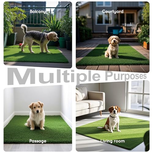 HQ4US 4LEGS Artificial Grass, Dog Pee Grass Pads for Dogs Potty, 2PCS Odor Free Fake Grass for Dogs Small 22" x 14" with Countless Drainage Holes, Dog Potty Grass Hemmed Edge Realistic - size: S - 22'' x14'' for Dog＜ 19" Length