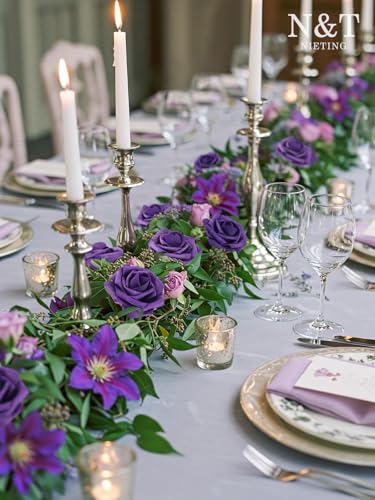N&T NIETING Artificial Flowers 50pcs Real Touch Dusty Purple Foam Fake Roses with Stems for DIY Wedding Bouquets Bridal Shower Centerpieces Arrangements Party Tables Decorations - color: Dusty Purple, size: 50pcs