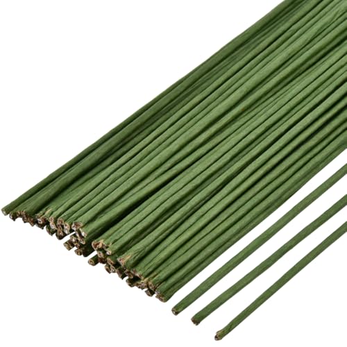 FOCCTS 60 Pack Floral Wire Stems, 2 Gauge 16 Inch Artificial Flower Stem Rods Green Sticks for Flower Bouquet, Wire Wreath Making Supplies
