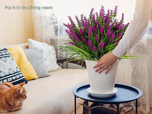 RECUTMS 12Pcs Artificial Plants Outdoor Fake Monkey Grass with Flowers for Pot Garden Verandah Decor for Window Garden Office Patio Hanging Planter Pathway Front Porch (Fuchsia) - color: Fuchsia