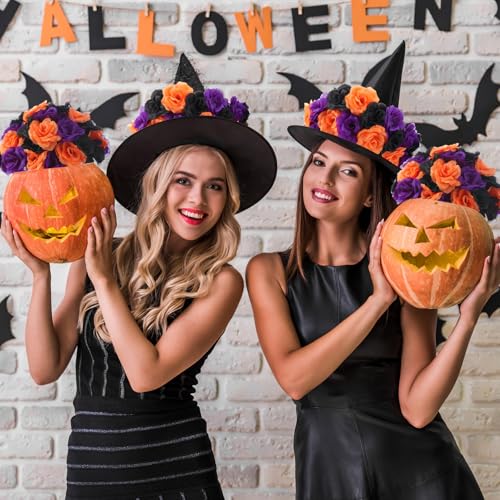 Yunlly 100 Pcs Artificial Flowers Fake Silk Roses Long Stem Rose Bouquet Wedding Party Home Decor for DIY Baby Shower Centerpieces Tables Home Decorations(Black, Orange, Purple) - color: Black, Orange, Purple