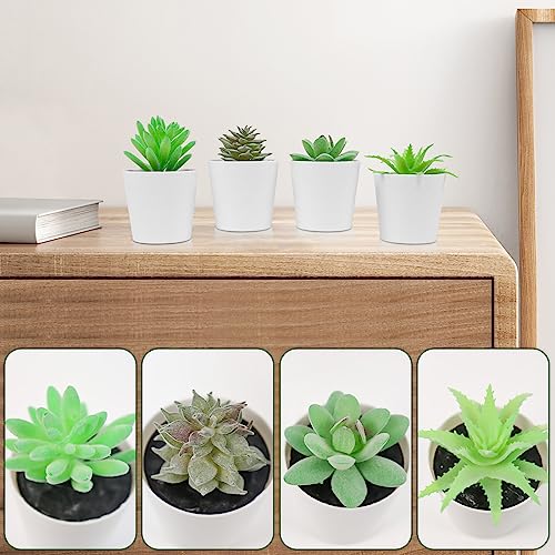 Uguisu Mini Fake Plants, Small Fake Succulents, Small Artificial Succulents, Plastic Plant Pot, Office Bathroom Farmhouse Room Decoration. (4/Velvet Green) - color: Velvet Green