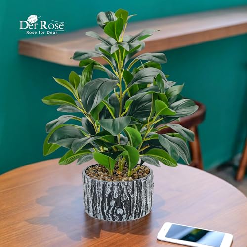 Der Rose 2 Pack Fake Plants Artificial Plants Indoor with Black and White Striped Pots for Room Home Bathroom Bedroom Kitchen Decor - color: 2packs-green