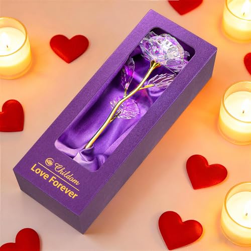 Birthday Gifts for Women Mom,Forever Rainbow Rose Flower For Delivery Prime | Christmas Rose Gifts For Women Mom,Purple Artificial Flowers Rose Gift For Women Her,Anniversary,Valentines,Stocking Stuffers - color: Colorful