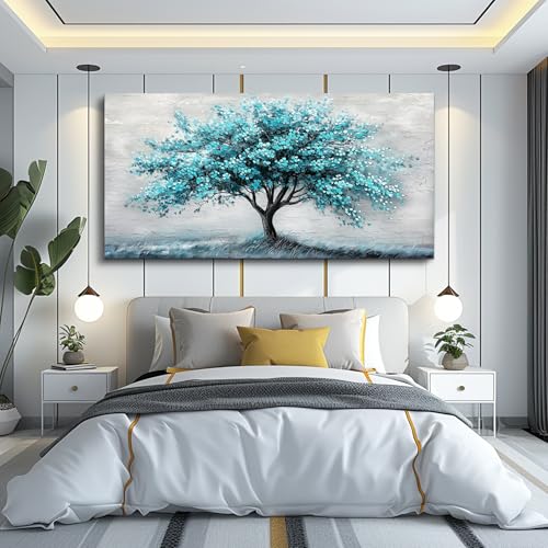 ZUITINGHUA Canvas Wall Art For Living Room Large Wall Decor For Office Bedroom Decorations Teal Tree Landscape Pictures Abstract Painting Artwork Room Wall Mural Aesthetic Home Decor 30x60 In - color: Teal Abstract Tree, size: 60"L x 30"W