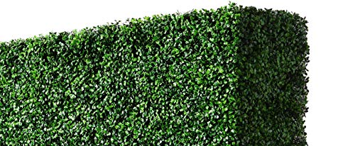 Artificial Boxwood Hedge Wall (38" Width* 12" Deep* 48" Height) with Dark Gray Stainless Steel Planter Box (48.0) - size: 38"W*12"D*48"H
