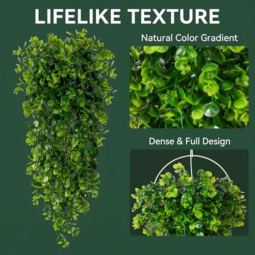 8 Pack Artificial Eucalyptus Plants 30 Inches UV Resistant Hanging Vines for Indoor Outdoor Wedding Arch Wall Decor Patio Porch Party Backdrop