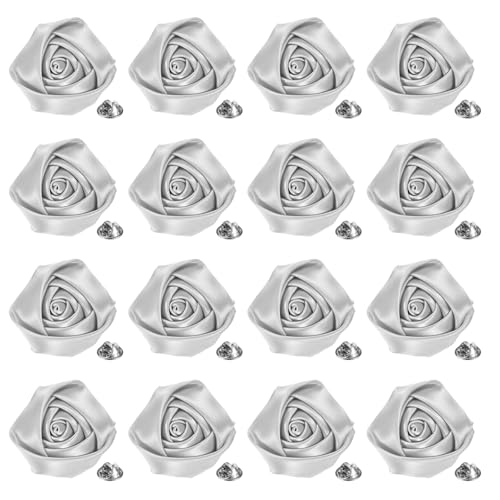 M METERXITY 16-Pack Lapel Pin for Men, Handmade Flower Brooch Button Pins for Men Suits, Formal Boutonnieres for Wedding/Groom/Corsage - color: Silver