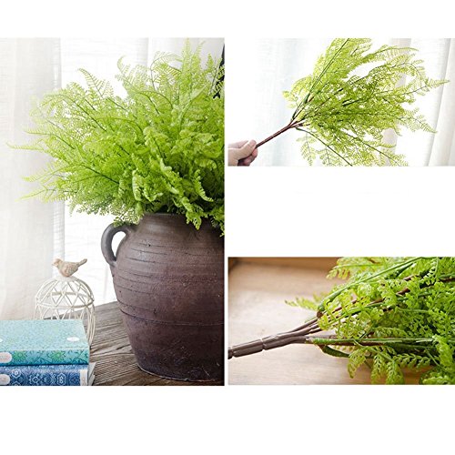 CATTREE Artificial Shrubs Bushes, Plastic Fern Leaves Persian Grass Fake Plants Wedding Indoor Outdoor Home Garden Verandah Kitchen Office Table Centerpieces Arrangements Christmas Decoration 4 pcs - color: Fern Leaves-4 Pcs