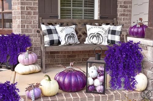 RECUTMS 4Pcs 29.9 Inch Fake Hanging Eucalyptus Leaf Plants, Purple | UV Resistant Plastic,Violet Artificial Greenery,Home Room Garden Wedding Party Porch Creeping Jenny Indoor Outdoor Decor - color: Purple