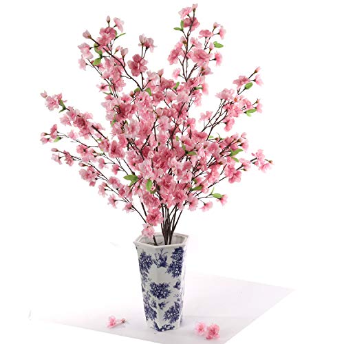 Larksilk 36" Lavender Pink Cherry Blossom Branch – Tall Artificial Sakura Stem for Floor Vases, Wedding Arches & Spring Home Decor | Real-Touch Faux Japanese Blossoms for Centerpieces - color: Dark Pink