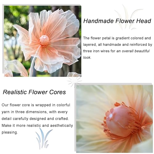 Giant Flowers for Decoration,Wedding Reception Essential Decoration,5.6 Ft Big Artificial Silk Flower with Stems and Stands,Party Banquet Background Decor，Home Decor（Orange Champagne） - color: Orange Champagne
