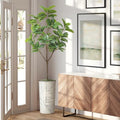 Artificial Tree in Geometric Pattern Planter, Fake Magnolia Tree for Indoor and Outdoor Home Decoration - 70" Overall Tall (Plant Pot Plus Tree) - style: Magnolia Tree