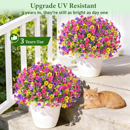 BLEUM CADE Artificial Flowers for Outdoors, 38 Bundles Faux Plants Outdoor Artificial Flowers for Decoration, UV Resistant Fake Flowers Artificial Plants & Flowers for Outdoors Garden Decor - color: Mixed Color, size: 38 Pack