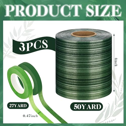 Thiccywoov 3 Rolls Ti Leaf Ribbon Outdoor Poly Satin Leaf Ribbon Green Wedding Decorations Florist Waterproof Aspidistra Tape 4 x 50 2 Floral Tape for Easter Indoor Outdoor Art Craft(Classic Style) - style: Elegant Natural