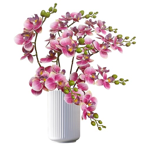 ATFL 8 Pack Pink Orchid Artificial Flowers Real Touch, 22'' Artificial Fake Faux Silk Orchid Stem Bouquets for Wedding Party Home Garden Decor,Orquideas Artificiales para Decora - color: Pink