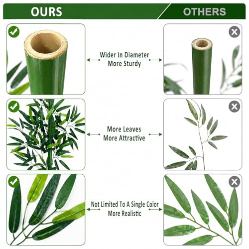 4 FT Fake Bamboo Plant Indoor: 10 Packs Artificial Privacy Tall Tree Decor, Faux Bamboo for Outdoor or Office or Home