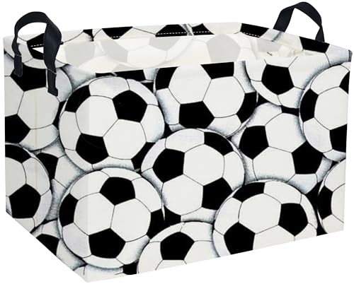 Rectangular Soccer Basket,Kids Baskets.Waterproof PE Coating Cute Bin with Handles.Boys Bins,Toys Box,Books Baskets,Gifts Bin. (Soccer basket) - color: Soccer basket