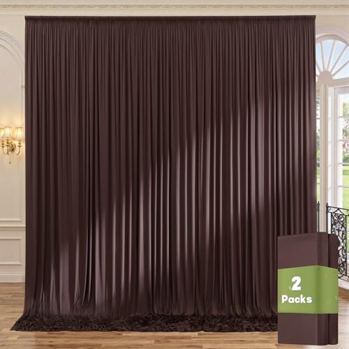 10x8 ft Wrinkle Free Brown Backdrop Curtain for Parties, Thick Polyester Photo Backdrop Drapes 2 Panels for Wedding Birthday Party Photography Background Baby Shower - color: Brown, size: 10ftx8ft
